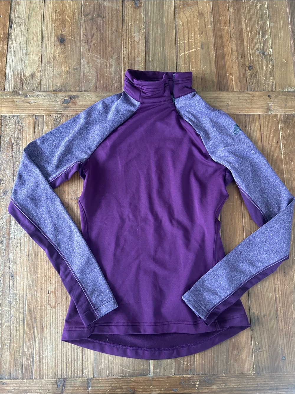 adidas Purple Heathered Sleeve Quarter-Zip Pullover